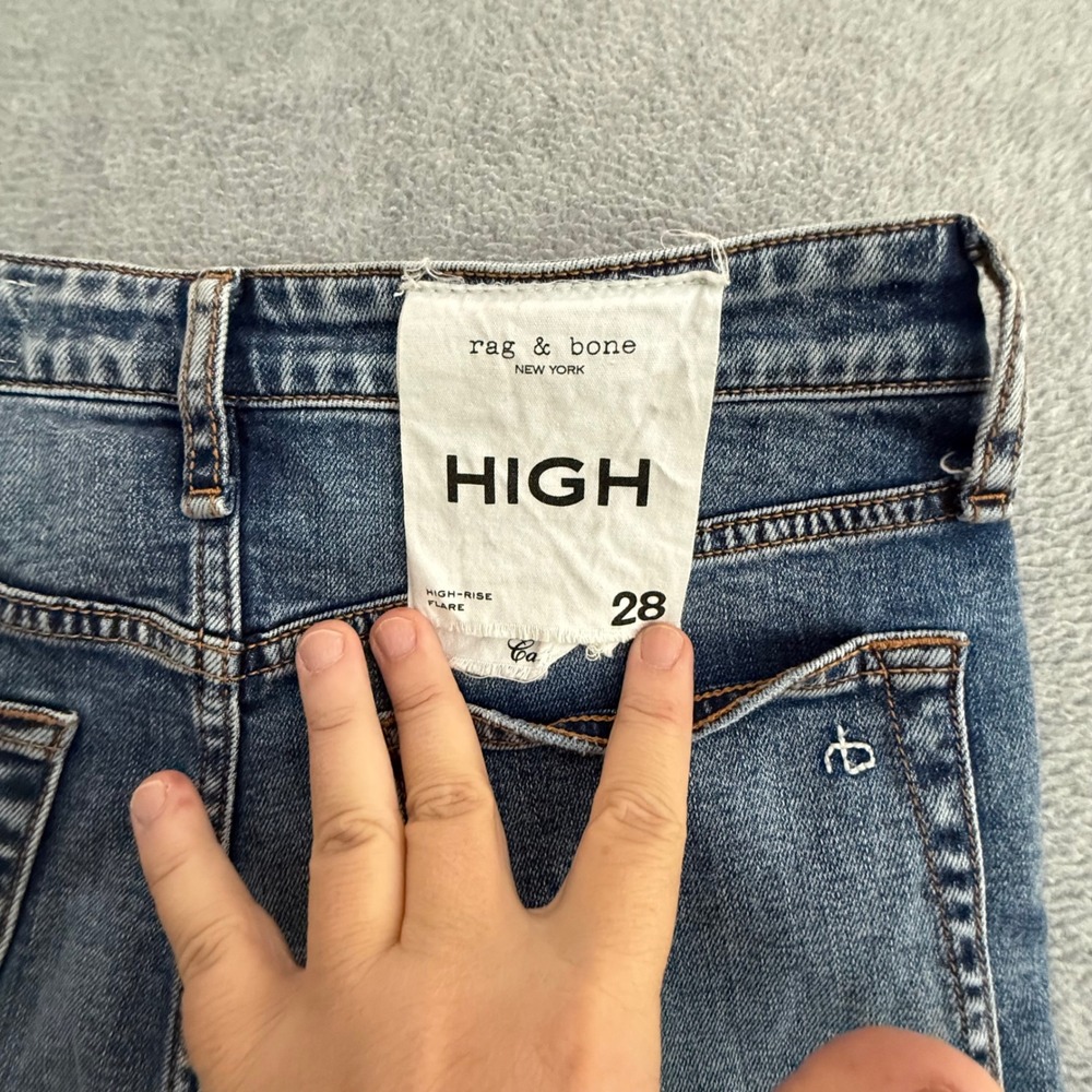 Rag & Bone Casey High Rise Flare Jeans Norwalk Blue Stretch Denim Womens 28x34 - Picture 7 of 13